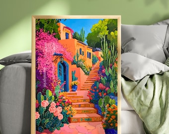 Vintage Mexican Art Print -  Mexico Travel Decor Maximalist Wall Art Mexican Decor For Living Room Latin America Painting Cactus Wall Decor