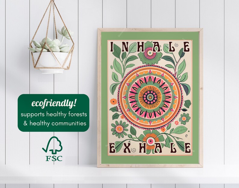 Sage Green Inhale Exhale Print - Boho Wall Art - Sage Green Mandala ...