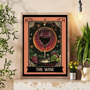 De wijn tarotkaart - wijn keuken bord - Witchy keuken kunst - Witchy keuken teken - wijnbar teken - wijnliefhebber cadeau - wijn Art Print