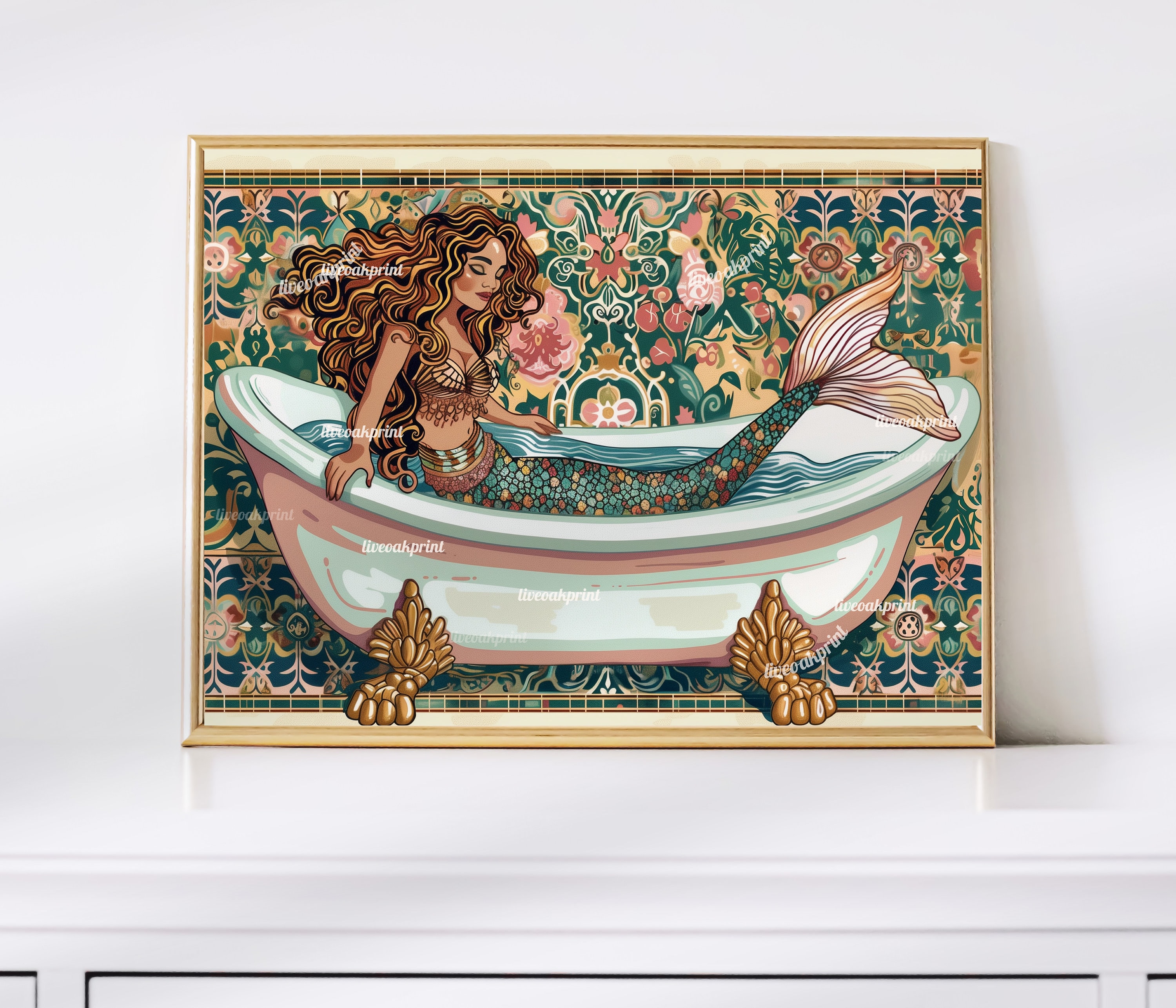 Mermaid in Bathtub Art Print – Maximalist Bathroom Decor - Etsy