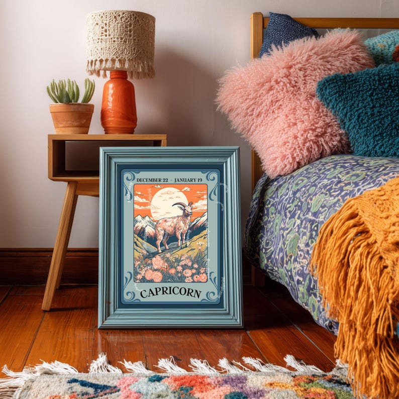 Capricorn Tarot Print – Capricorn Gift, Zodiac Wall Art Astrology Decor Ambitious Earth Sign Poster January Birthday Capricorn Art Print image 7