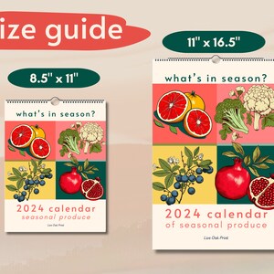 2024 Calendar Wall Calendar 2024 Kitchen Calendar 2024 Seasonal Fruits and Vegetables Please Check Sizes Carefully image 2
