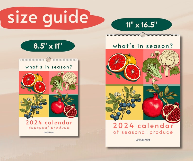 2024 Calendar Wall Calendar 2024 Kitchen Calendar 2024 Seasonal Fruits and Vegetables Please Check Sizes Carefully image 2