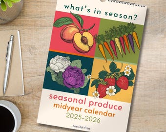 Mid Year Wall Calendar 2025–2026 - Seasonal Produce Calendar  – July Start Academic Calendar – Gift For Teacher Appreciation Back To School