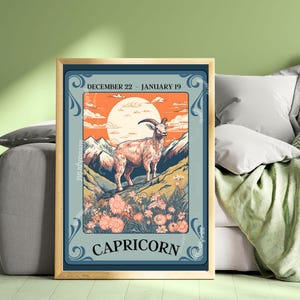 Capricorn Tarot Print – Capricorn Gift, Zodiac Wall Art Astrology Decor Ambitious Earth Sign Poster January Birthday Capricorn Art Print image 4