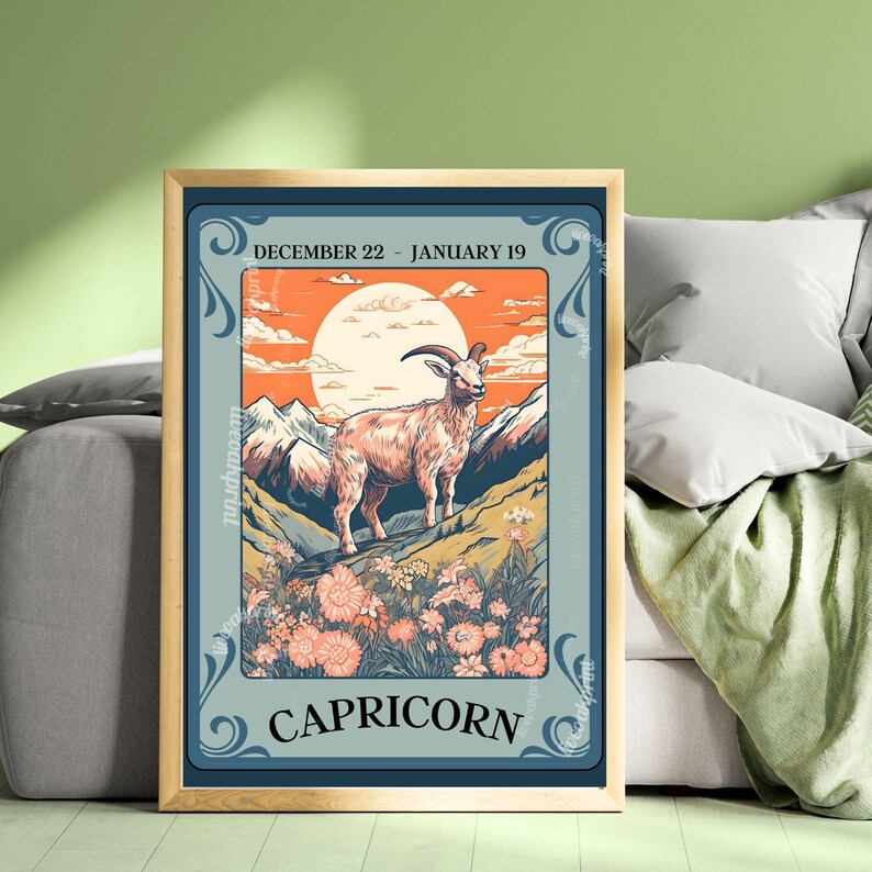 Capricorn Tarot Print – Capricorn Gift, Zodiac Wall Art Astrology Decor Ambitious Earth Sign Poster January Birthday Capricorn Art Print image 4