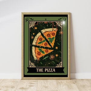 The Pizza Tarot Card - Witchy Pizza Kitchen Sign - Vintage Pizzeria Wall Art - Pizza Bar Decor - Italian Food Lover Gift - Pasta Art Print