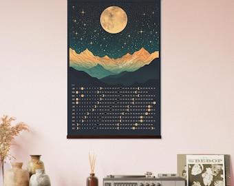 2026 Moon Phase Calendar – 2026 Lunar Calendar – 2026 Wall Calendar – Hanging Moon Calendar – Full Moon Calendar – Witchy Gift Ideas