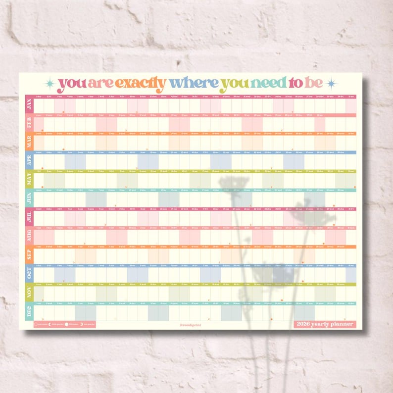 2026 Wall Planner: You Are Exactly Where You Need To Be - Colorful Yearly Wall Planner image 1