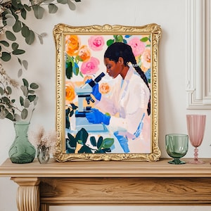 Lámina de arte de mujeres científicas - Arte mural de biología, arte mural para laboratorio, arte mural de ciencia bohemio, regalo para mujeres en STEM, impresión artística de química