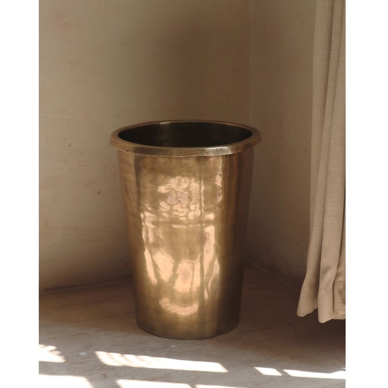 Brass trash can made by hand . Brass Waste Bin. Etsy
