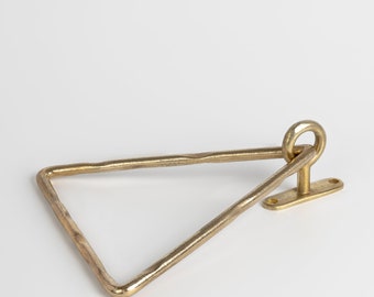 Bathroom Triangle Decorative Towel Hanger | Solid Brass Towel Hanger | Unique Cloth Hanging Antique Hand Crafted Towel Holder | Brass Finish