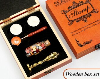 Vintage Wax Seal Stamp Kit Wooden Handle and Brass Head Sealing Stamp for Wedding Envelopes Invitations Feather Style JUHONNZ Wax Stamp