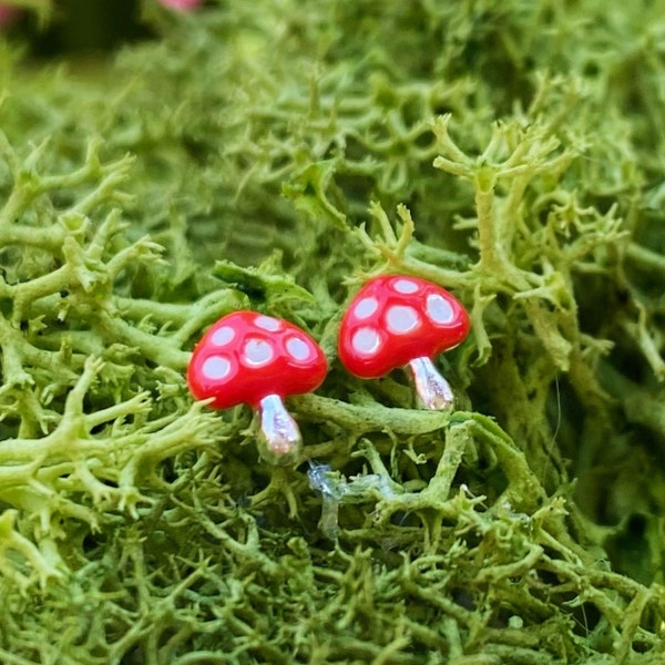 Toadstool Sterling Silver Studs: Hypoallergenic Children's Earrings