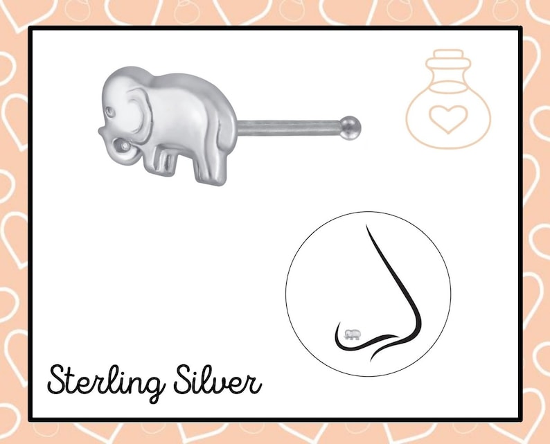 sterling silver elephant nose stud sterling silver elephant nose stud tiny elephant nose stud Elephant nose stud bone ball finish