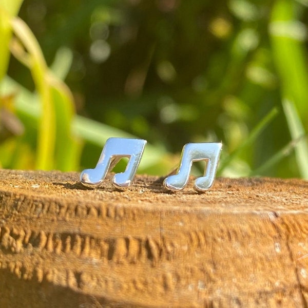 Sterling Silver Music Note Studs: Hypoallergenic Earrings