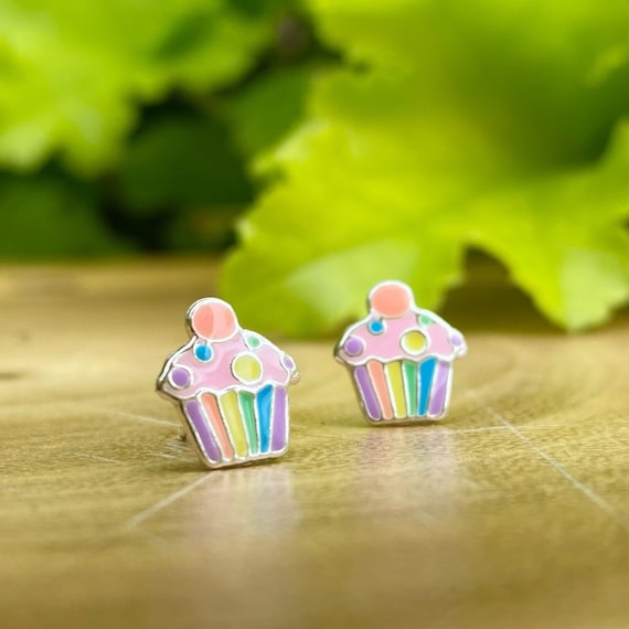 Cupcake Studs, Childrens Earrings, Girls Earrings, Birthday Gift for Girls,  Sterling Silver Stud, Hypoallergenic, Personalised, Kid Studs - Etsy