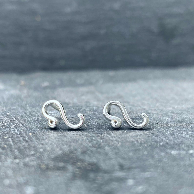 Leo Zodiac Earring Studs Sterling Silver Leo Zodiac Earrings Etsy UK