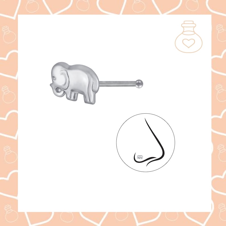 sterling silver elephant nose stud sterling silver elephant nose stud tiny elephant nose stud Elephant nose stud bone ball finish