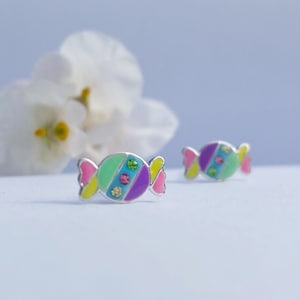 Sterling Silver Candy Stud Earrings: Hypoallergenic Girls Jewelry
