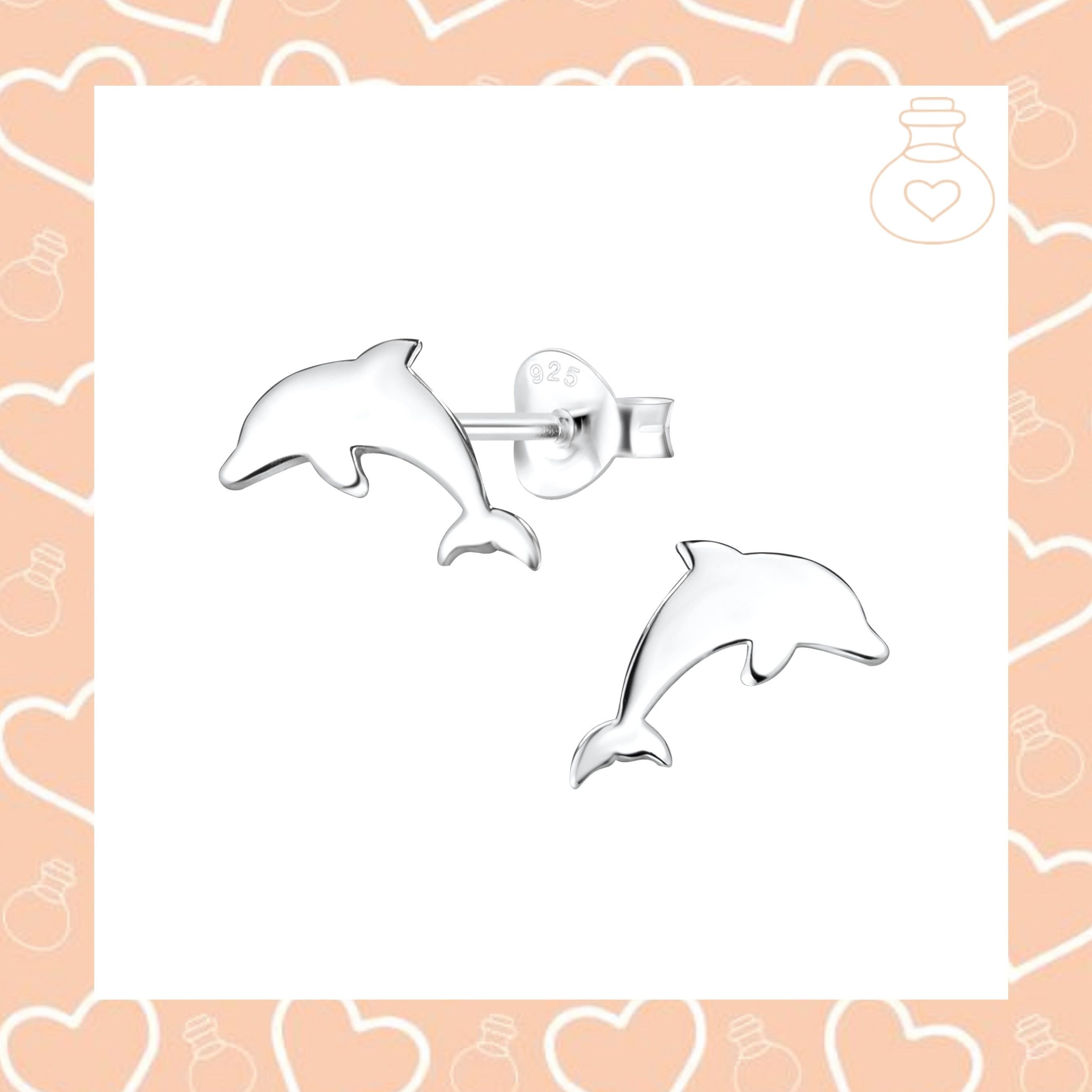 Dolphin silver earring studs sterling silver dolphin small Etsy