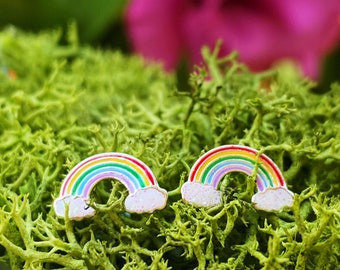 Rainbow Studs, Children’s Earrings, Girls Earrings, Birthday Gift for Girls, Sterling Silver Stud, Hypoallergenic, Personalised, Kid Studs