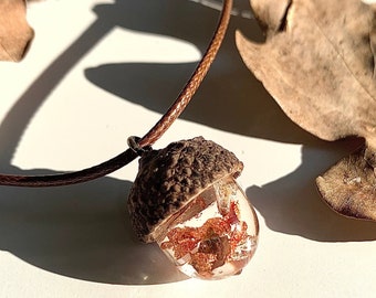 real oak acorn shell and resin, natural jewelry