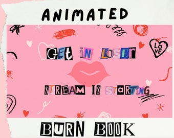 Animated Twitch Overlay Mean Girls Burn Book Pink Scenes  - Starting Soon, BRB, Ending, Offline