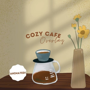 Forfait animé Cosy Cafe Coffee Twitch Overlay Stream - Overlay |  Scènes | Panneaux