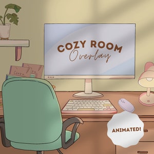 Animated Cozy Room Twitch Stream Overlay Package