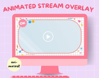 Animated Pink Stream Overlay – Twitch Graphics