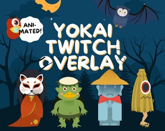 Animated Twitch Overlay Japanese Art Yokai Asian Ghost Stream Pack   | Scenes, Premade Overlays, Panels