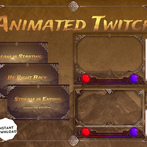 Animated Twitch Overlay Medieval Ancient Stream Pack - D&D inspired Scenes, Premade Overlays, Panels