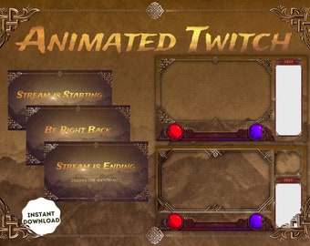 Animated Twitch Overlay Medieval Ancient Stream Pack - D&D inspired Scenes, Premade Overlays, Panels
