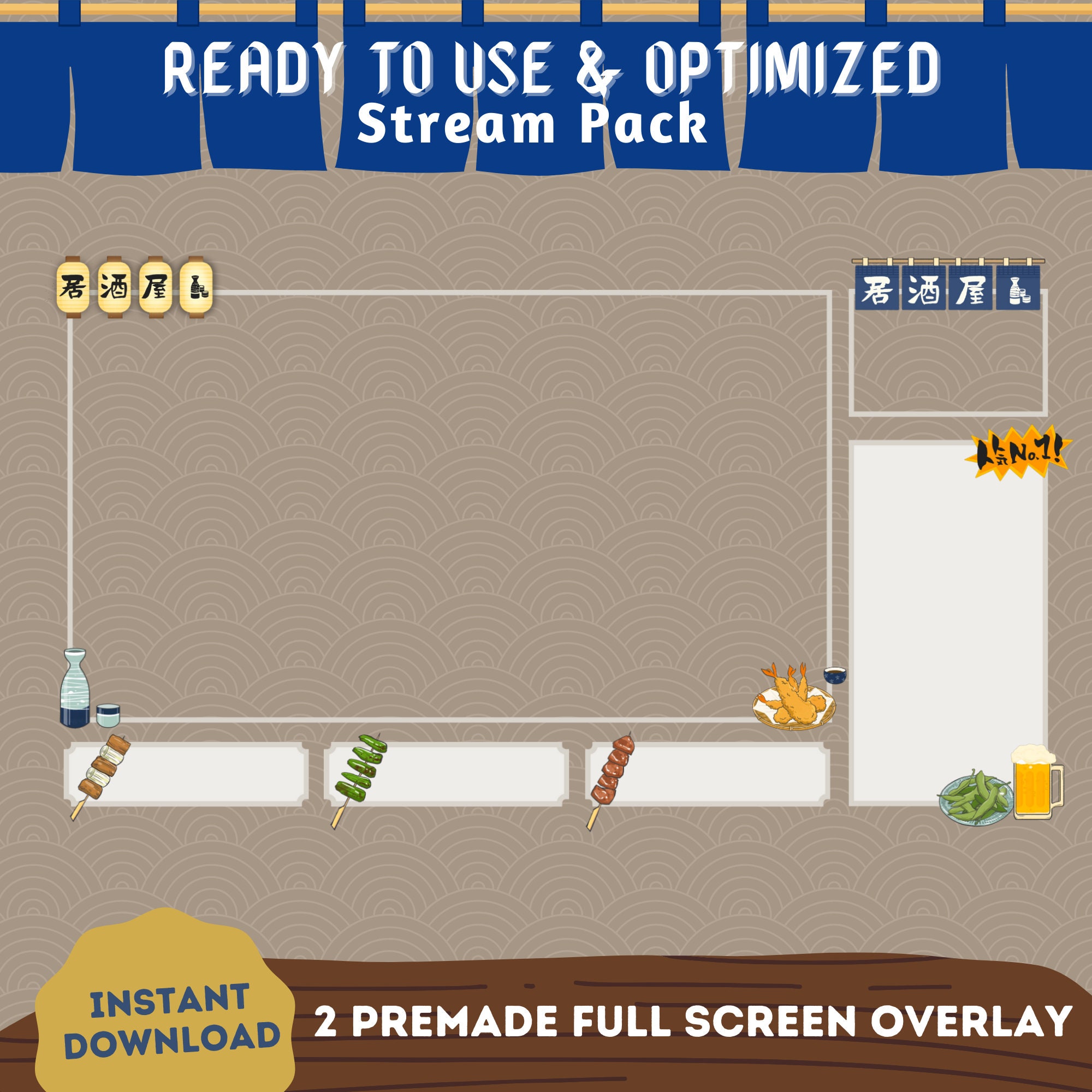 Animated Izakaya Twitch Stream Overlay Bundle: Japanese Game Scenes ...