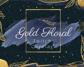 Animated Gold Floral Twitch Overlay: Celestial Witch Stream Pack
