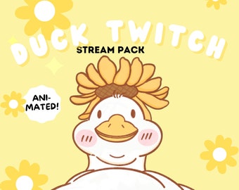 Animiertes Gelbe Ente Twitch Stream Overlay | Gänseblümchen-Thema
