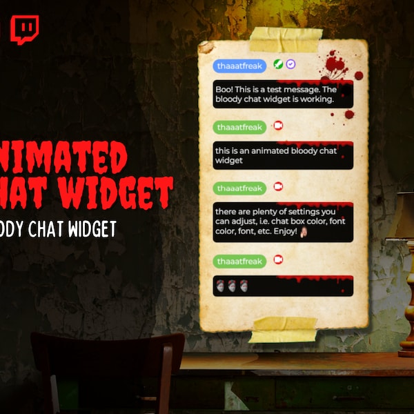 Animated Twitch Overlay Chat Widget | Horror Bloody Theme | Dripping blood Chat-box for Twitch Streams (StreamElements)