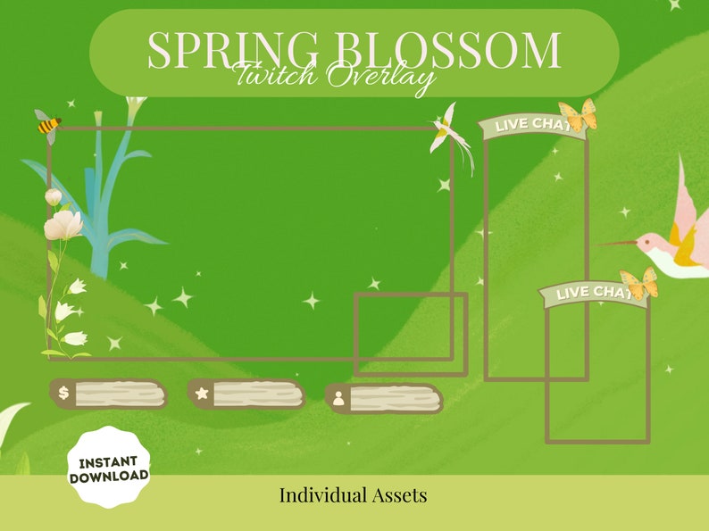 Spring Blossom Animated Twitch Overlay – Floral Green Stream Package - Etsy