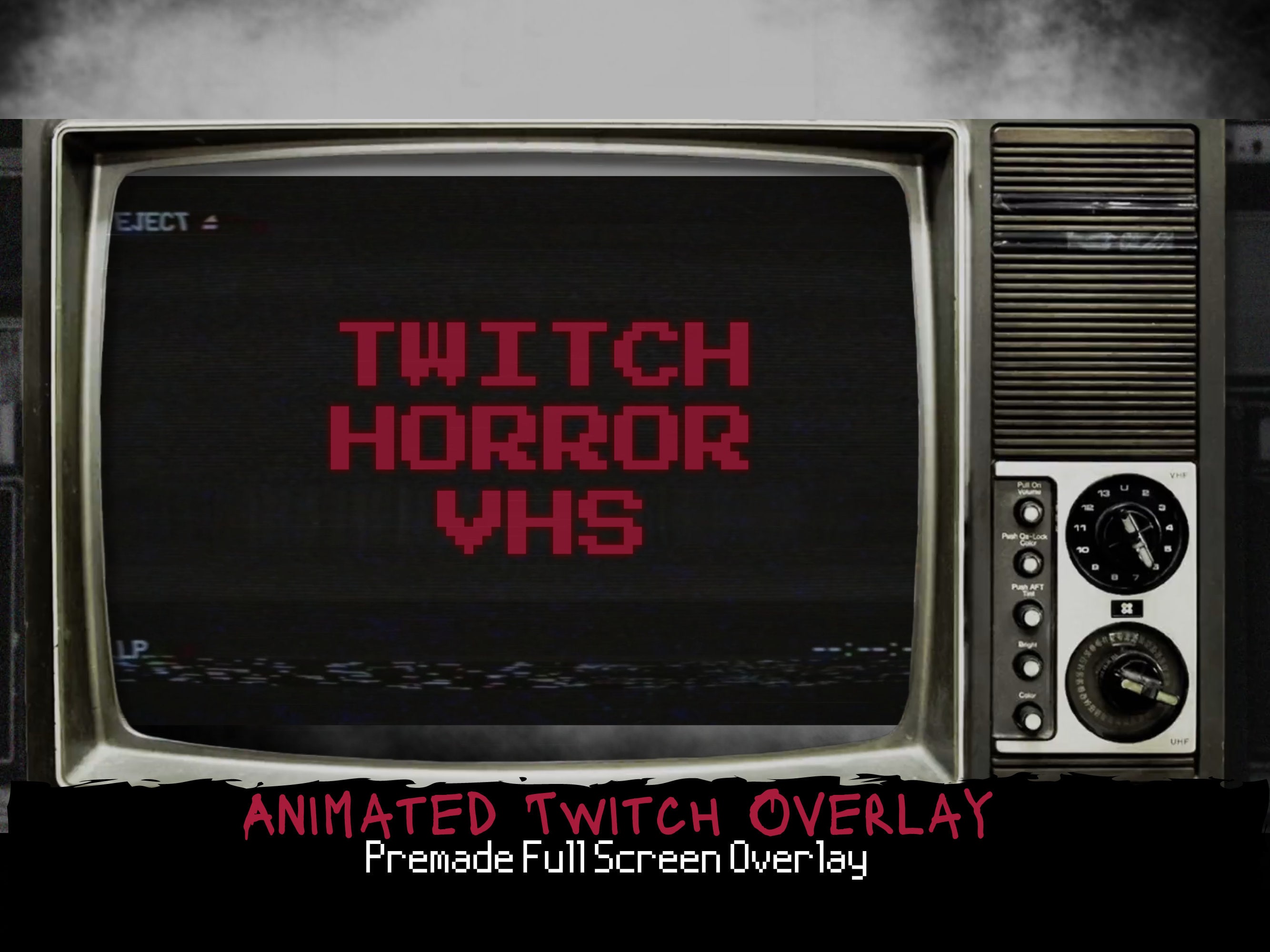 Animated Twitch Overlay VHS Horror Stream Package - Premade Overlay, Scenes, Alerts, Panels
