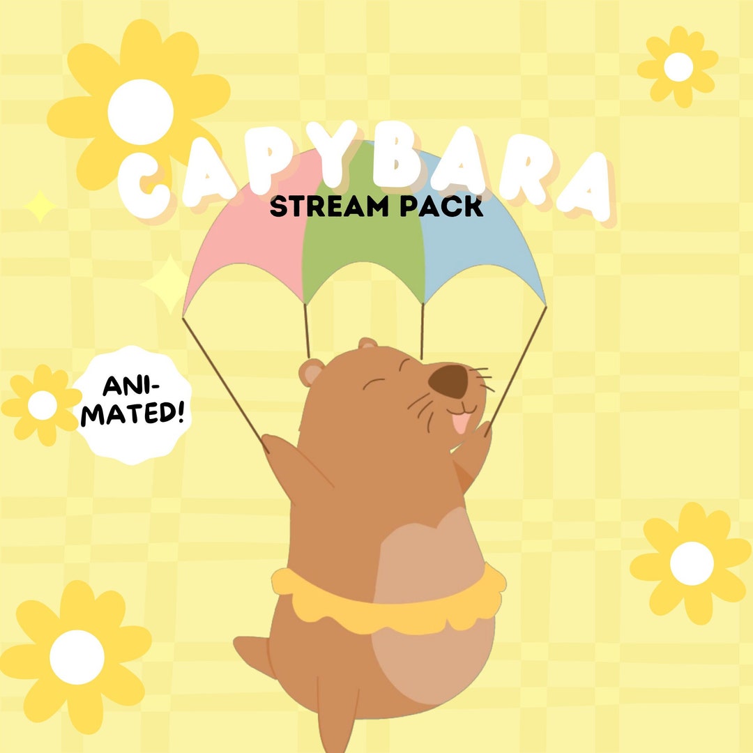 Animated Twitch Overlay Yellow Cute Capybara Stream Pack Loading Scenes ...