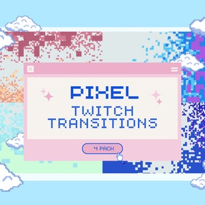 Retro Pixel Stinger Transition - 4 Animated Pixel Transitions in Soft, Vibrant Colors | retro stream