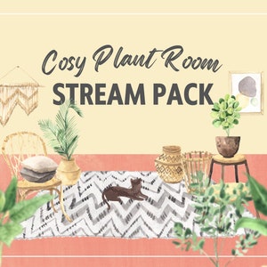 Animated Cozy Plant Room Twitch Overlay Scenes Pack
