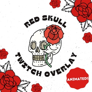 Animated Twitch Overlay Skull Roses Goth | Alerts | Scenes | Panels Stream Package