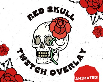 Animated Twitch Overlay Skull Roses Goth | Alerts | Scenes | Panels Stream Package