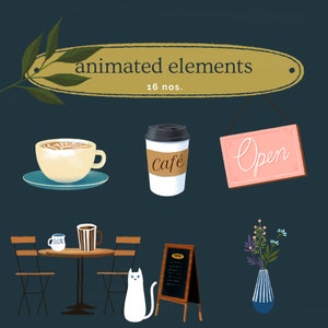 Animiertes Twitch Overlay Cafe Vibe, Kaffee, Lofi Chilled Gamer 16 Elemente – Sofortiger Download