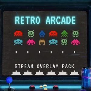 Animated Twitch Overlay | Retro Atari Arcade Twitch Stream package - Animated Scenes | Game Overlays | Alert | Panels