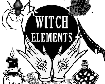 Animated Witch Twitch Overlay: Goth Gamer Elements (16 Designs)