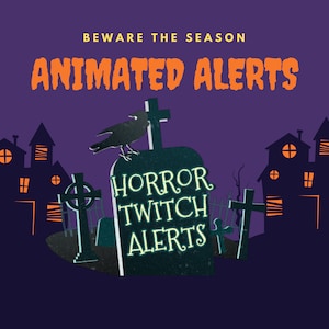 Animated Twitch Alerts -  Tombstone, Goth, Horror Design Stream alerts - New Donation, Cheer, Follower, sub