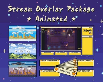 Animated  Twitch Overlay Pixel City & Nature Stream and Overlay Pack | Instant Download